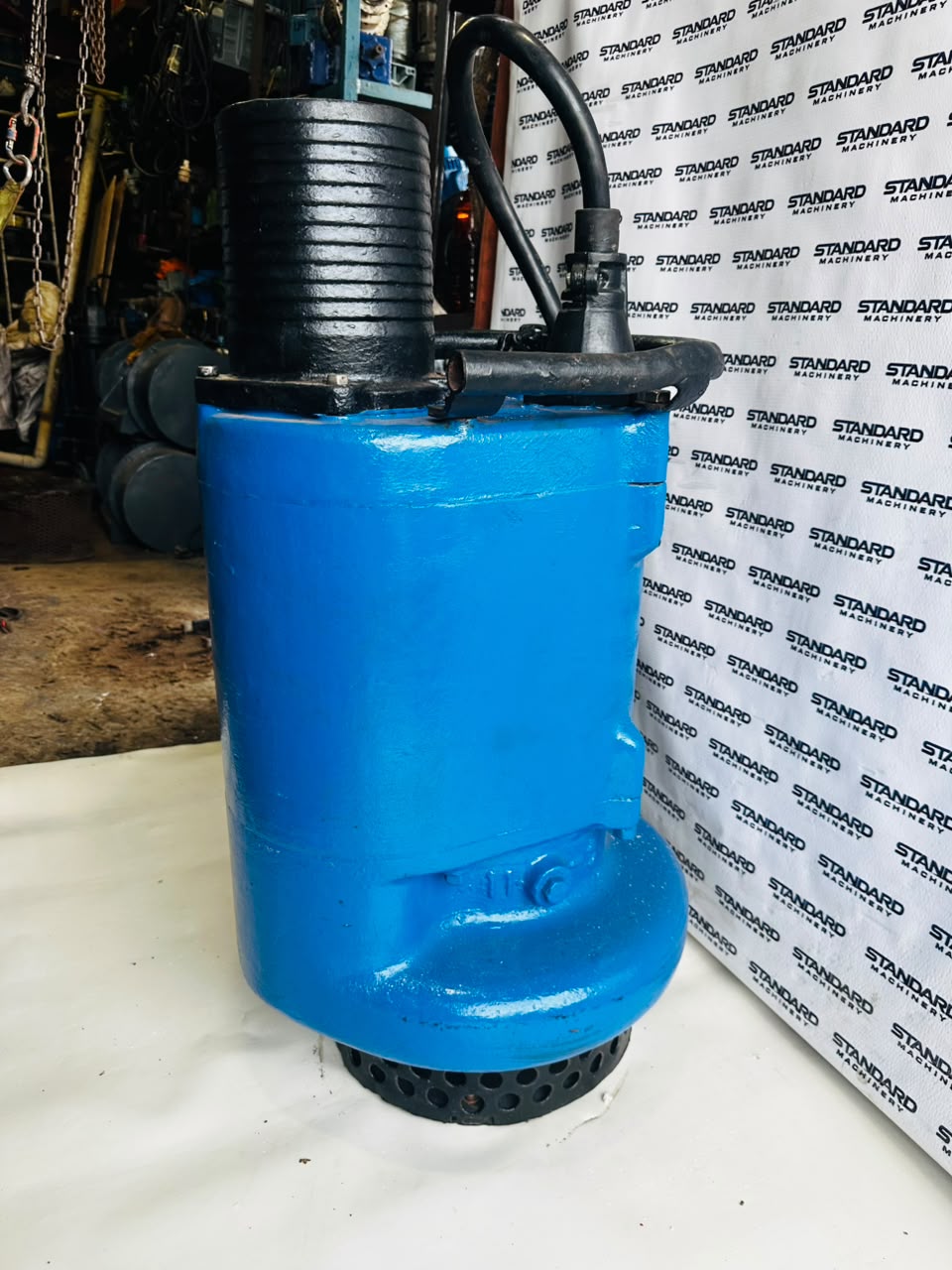 Tsurumi submersible pump nameplate – 11 kW, 4-pole Toshiba motor, imported Japan – Standard Machinery - View 3