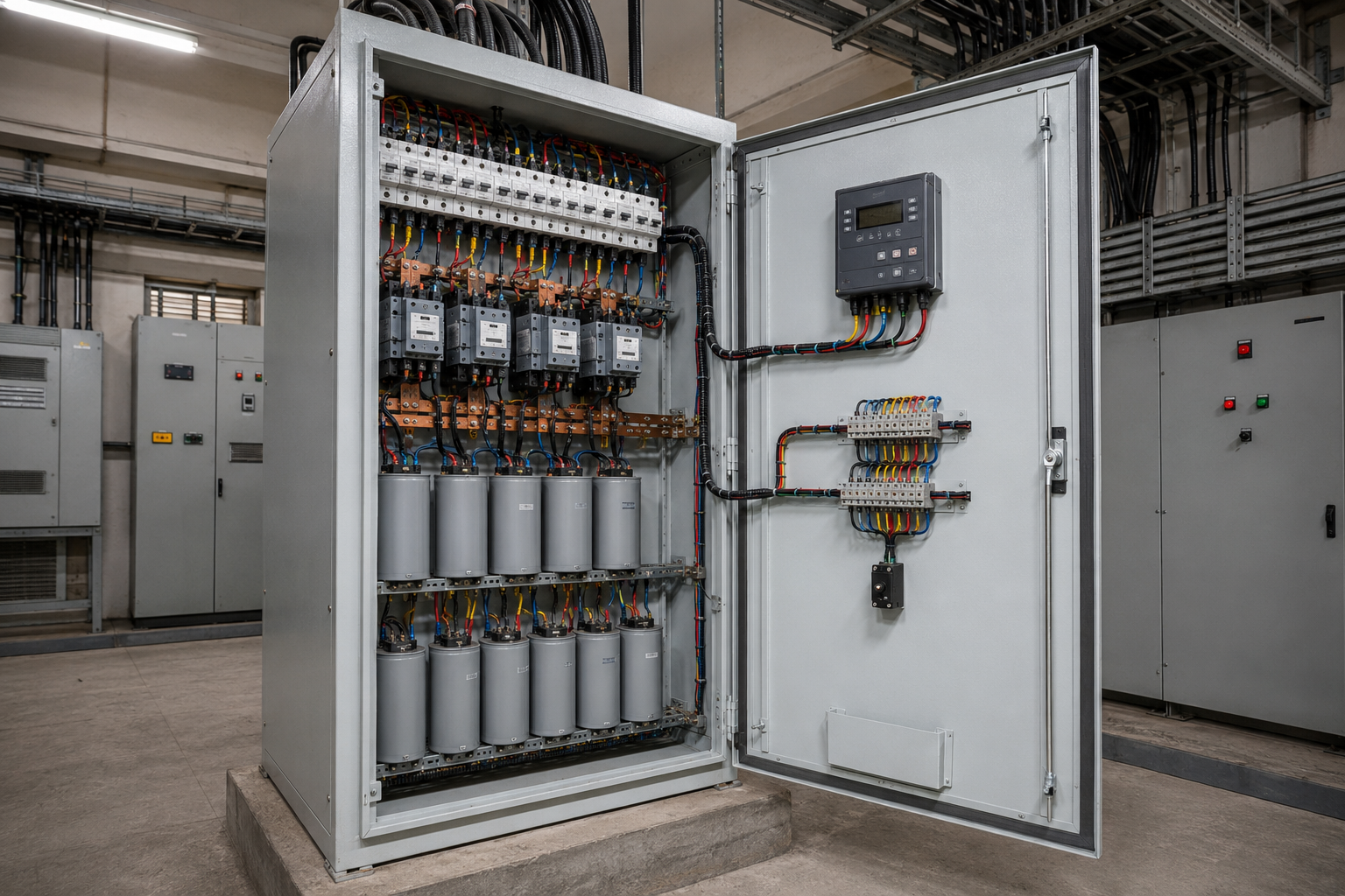 Custom-built APFC automatic power factor correction panel by Standard Machinery Bhavnagar Gujarat India